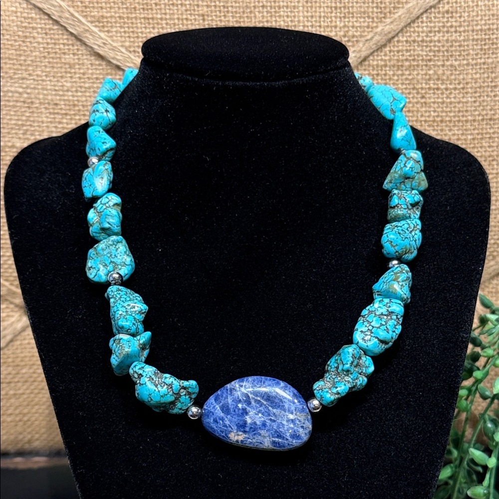 ATI 925 Turquoise and Blue Stone Necklace